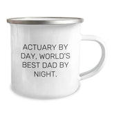 Actuary Gifts for Men, Funny Actuary By Day, World's Best Dad By Night Camping Mug for Graduation, Gifts from Friends, Family, Coworkers, or Men - Unique Actuary Present - Image 2
